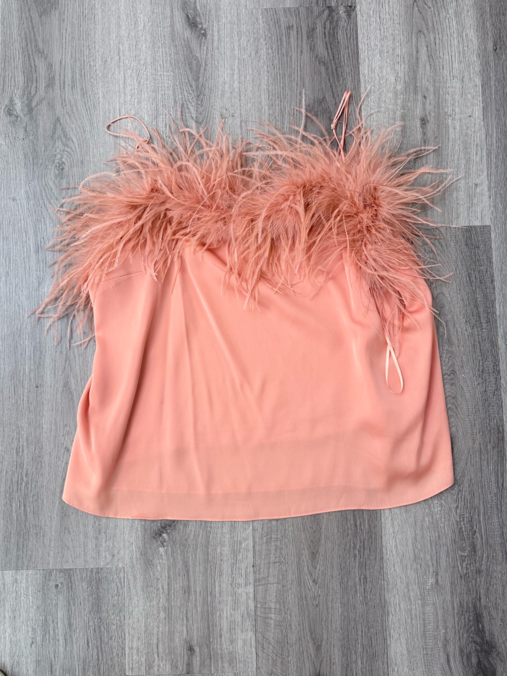 J. Crew Peach Feather-Trim Slip